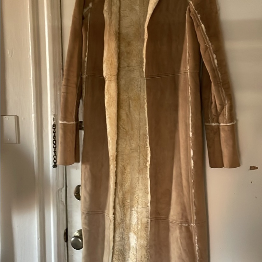 Long Tan Shearling Coat
